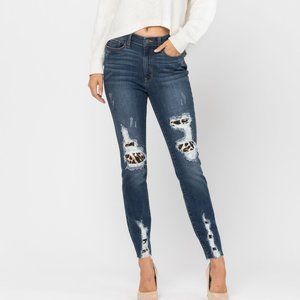 High Waist Leopard Patch Skinny